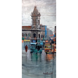 Abdul Hameed, 12 x 30 inch, Acrylic on Canvas, Cityscape Painting, AC-ADHD-083